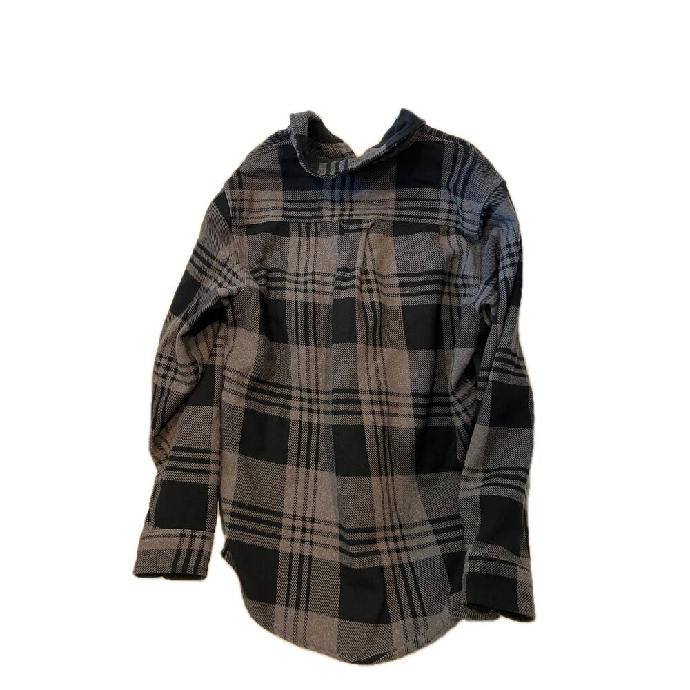 Orvis Black Gray Checkered Button Up Flannel Mens… - image 2